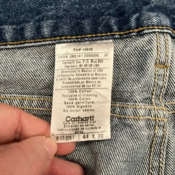 Carhartt Relaxed Fit Jeans Heavyweight Blue Denim Work Wear Mens 44x30 - Picture 4 of 4